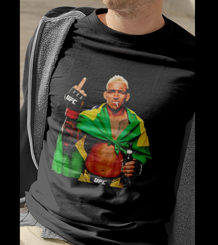 Charles Oliveira UFC Middle Finger Brazilian Flag Fighter T-Shirt