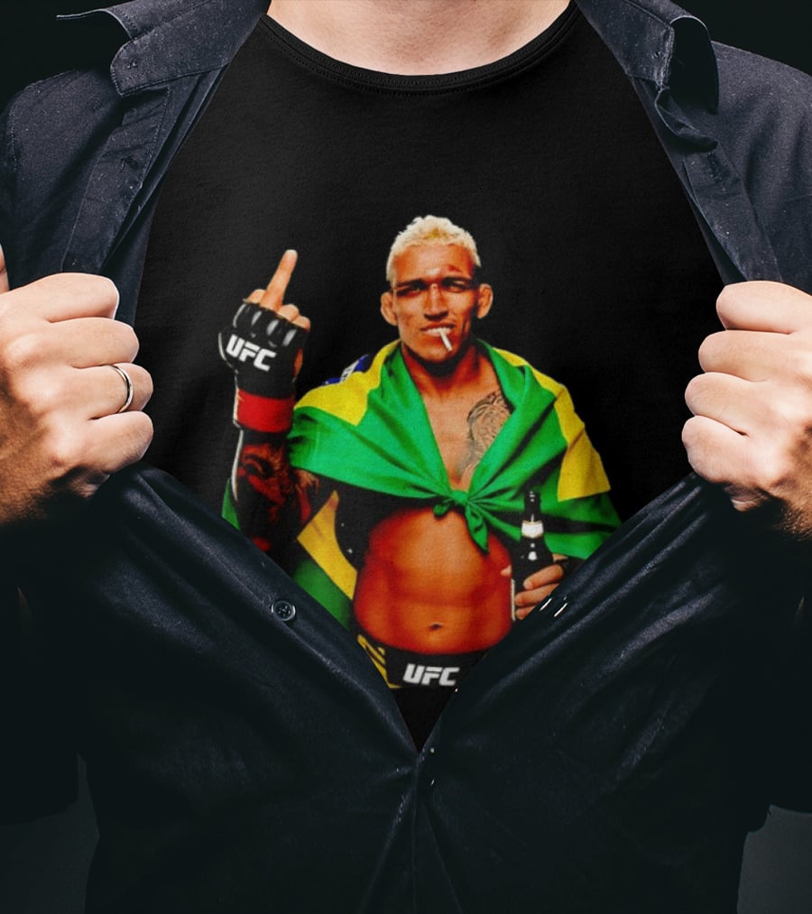 Charles Oliveira UFC Middle Finger Brazilian Flag Fighter T-Shirt