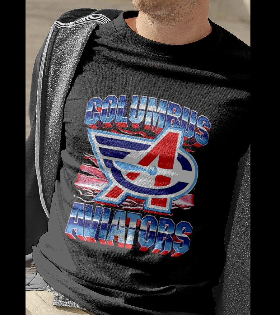Columbus Aviators A Winged Logo American Flag T-Shirt