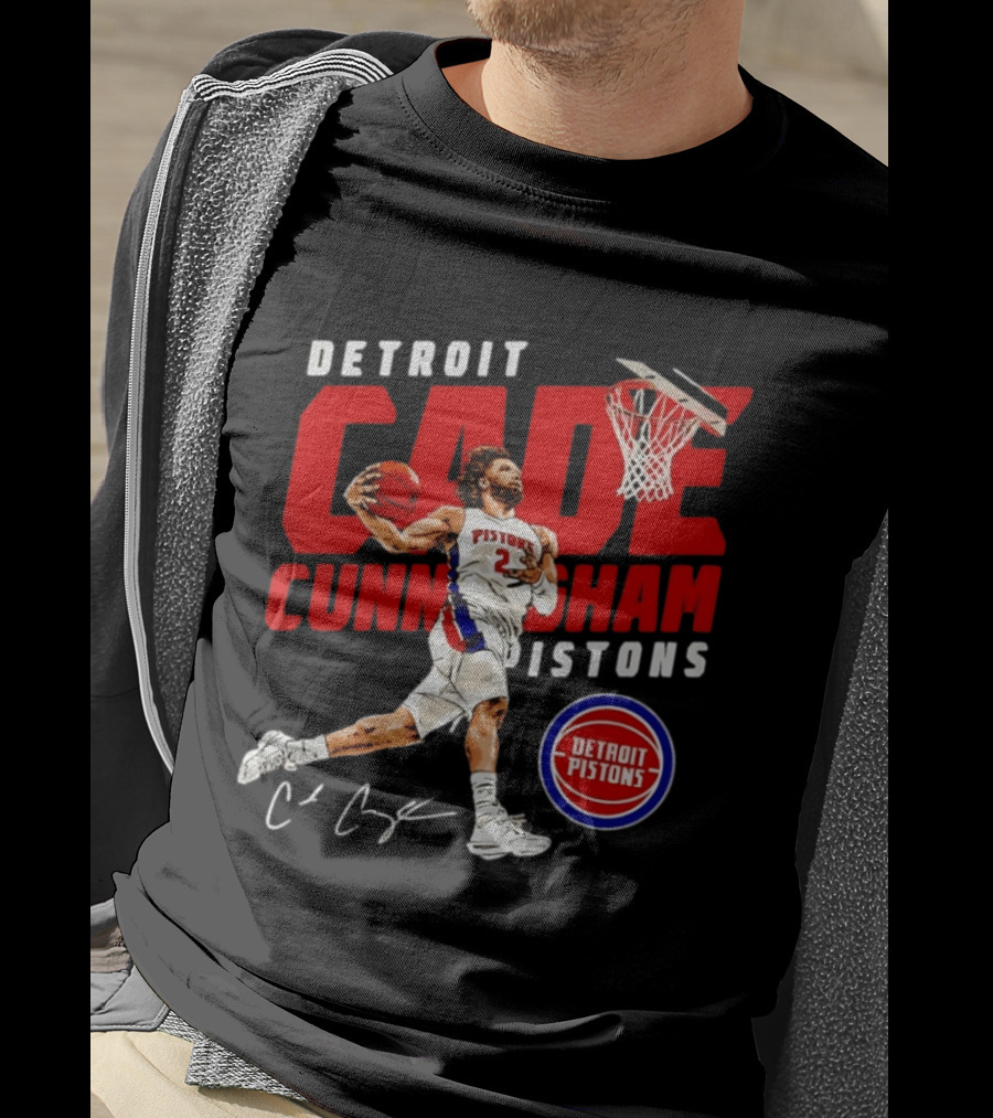 Detroit Pistons Cade Cunningham Windmill Dunk T-Shirt