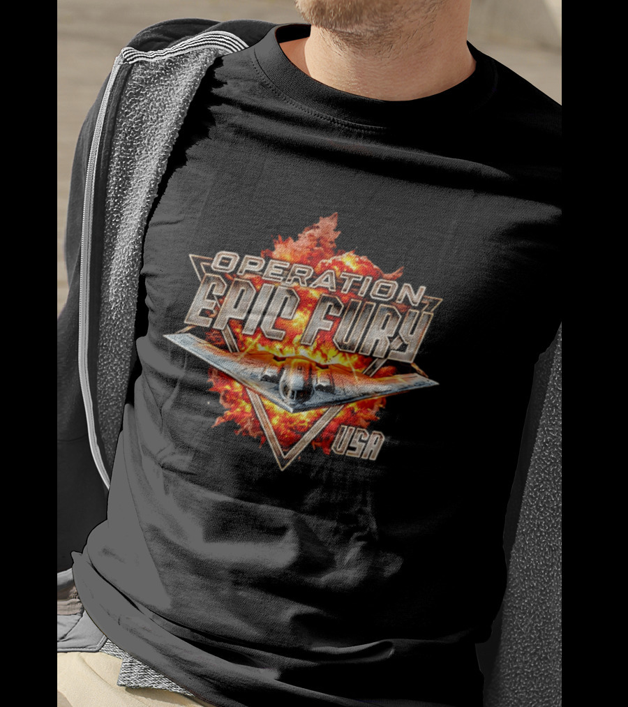 Operation Epic Fury B 2 Bomber Explosion USA T-Shirt