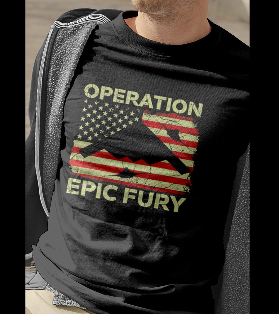 Operation Epic Fury USA Flag B 2 Stealth Bomber T-Shirt