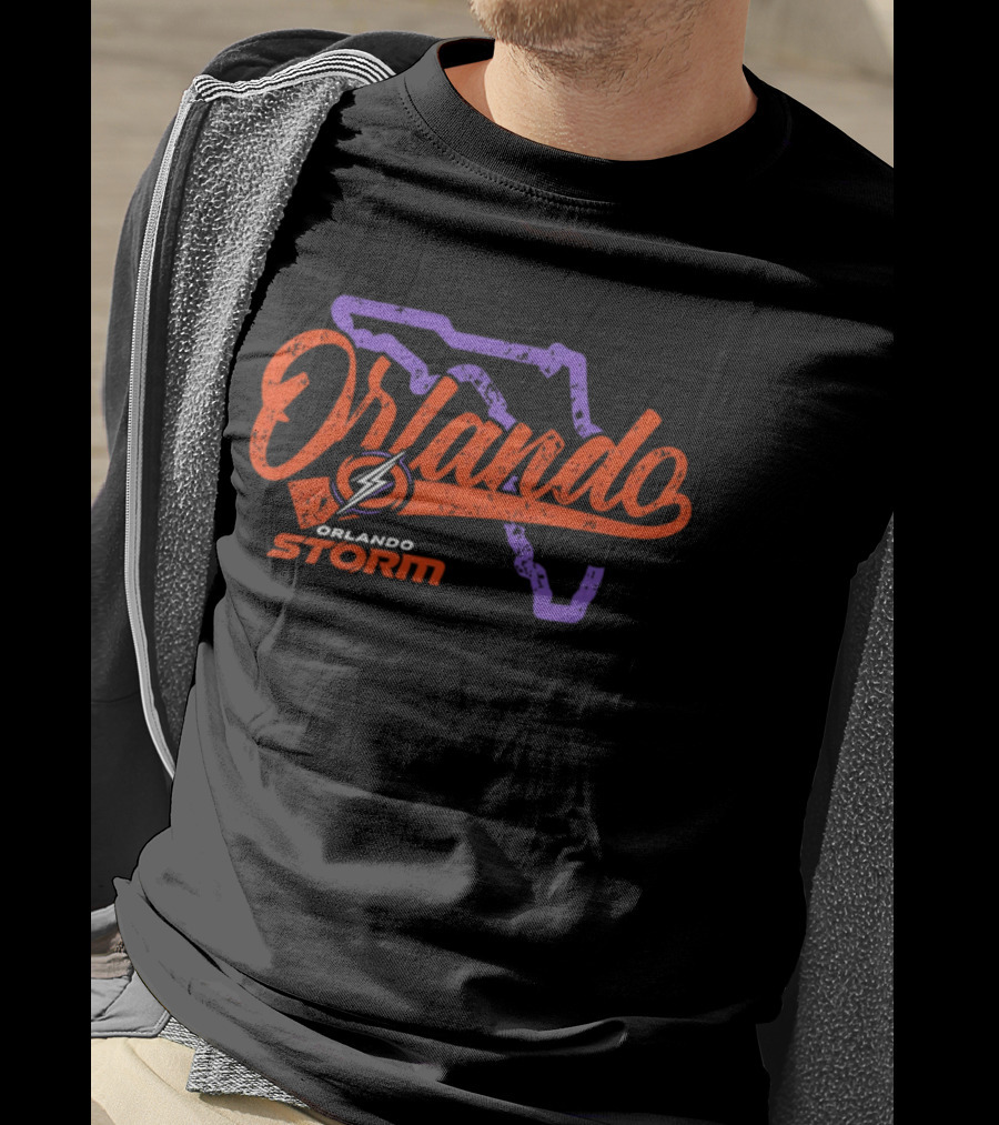 Orlando Storm Lightning Logo With Florida State Map '26 T-Shirt