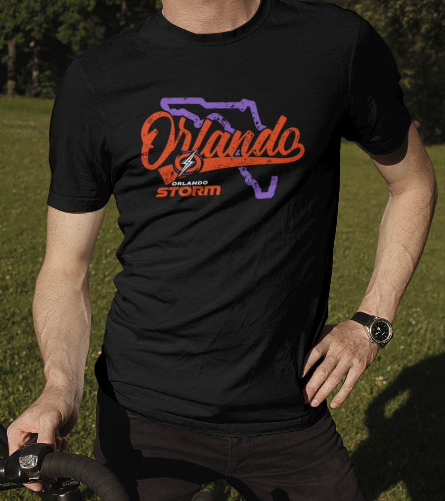 Orlando Storm Lightning Logo With Florida State Map '26 T-Shirt