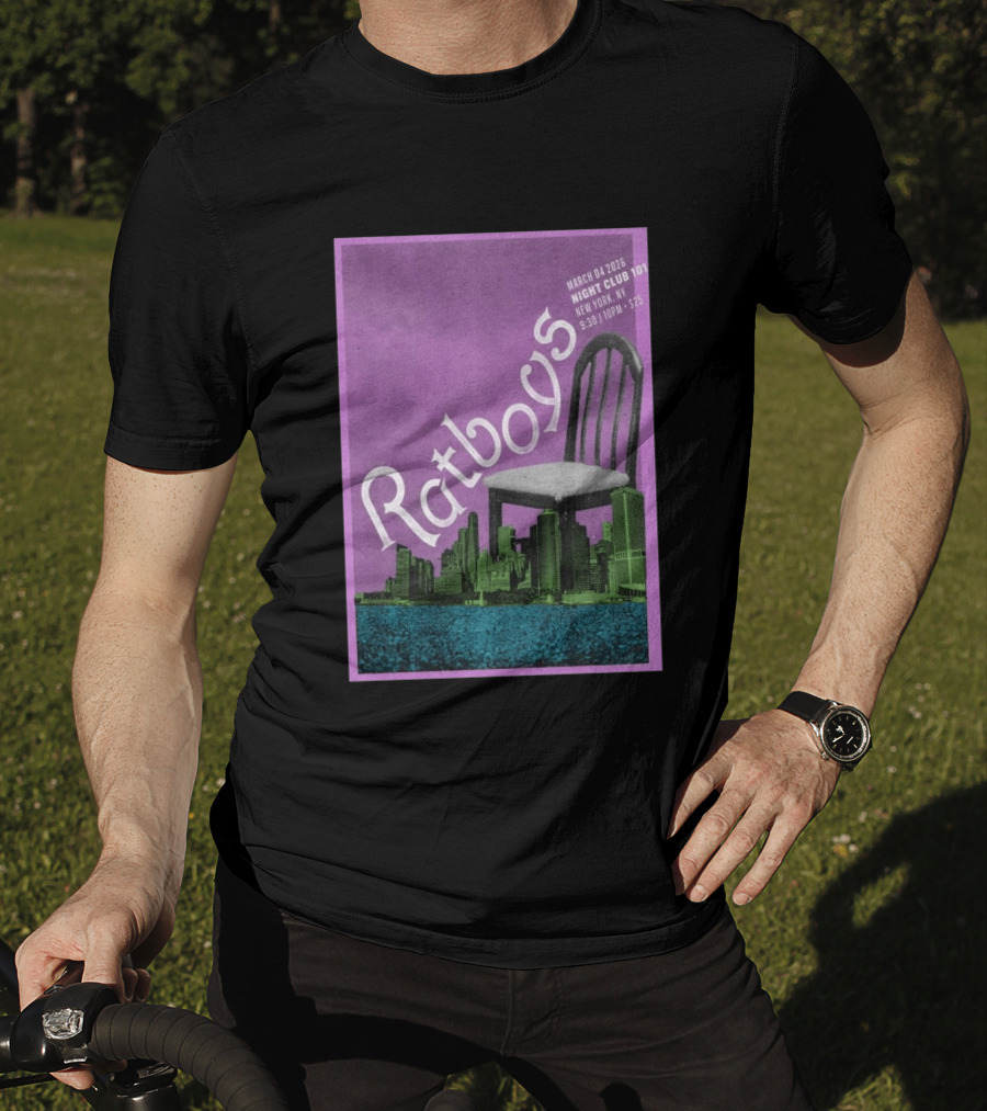 Ratboys March 4 2026 Night Club 101 New York NY Concert Event Chair Cityscape T-Shirt