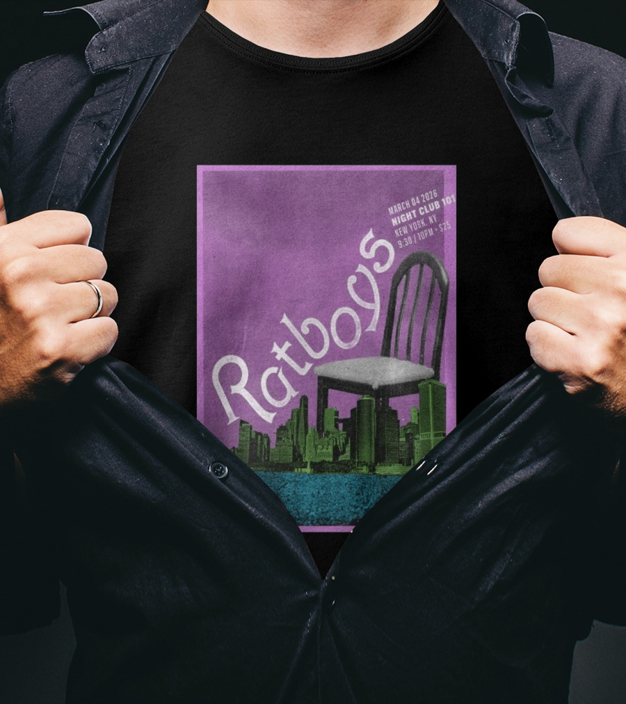 Ratboys March 4 2026 Night Club 101 New York NY Concert Event Chair Cityscape T-Shirt