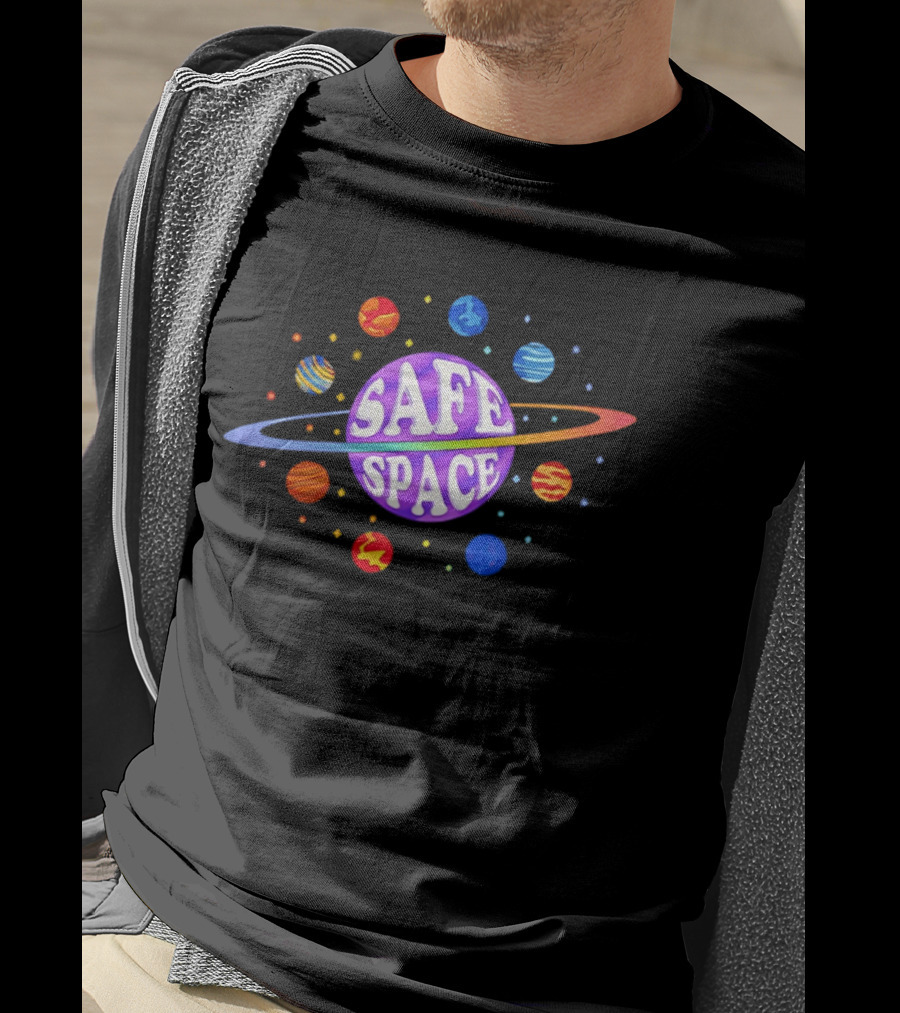 Safe Space Galaxy Colorful Planets Cosmic T-Shirt