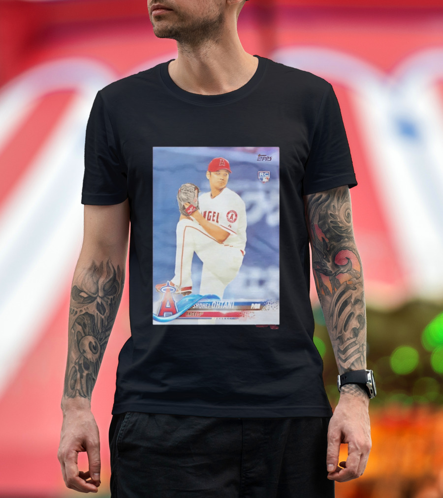 Shohei Ohtani Angels 2018 Topps Baseball Card RC Rookie PDI T-Shirt