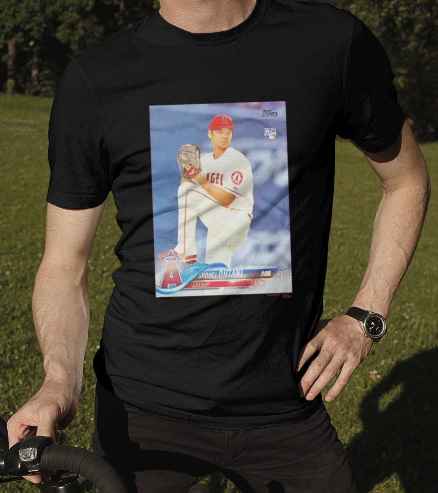 Shohei Ohtani Angels 2018 Topps Baseball Card RC Rookie PDI T-Shirt