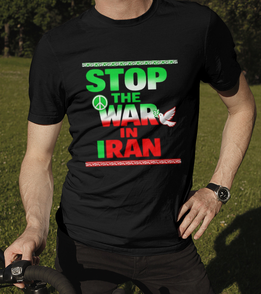Stop The War In Iran Peace Symbol Dove T-Shirt
