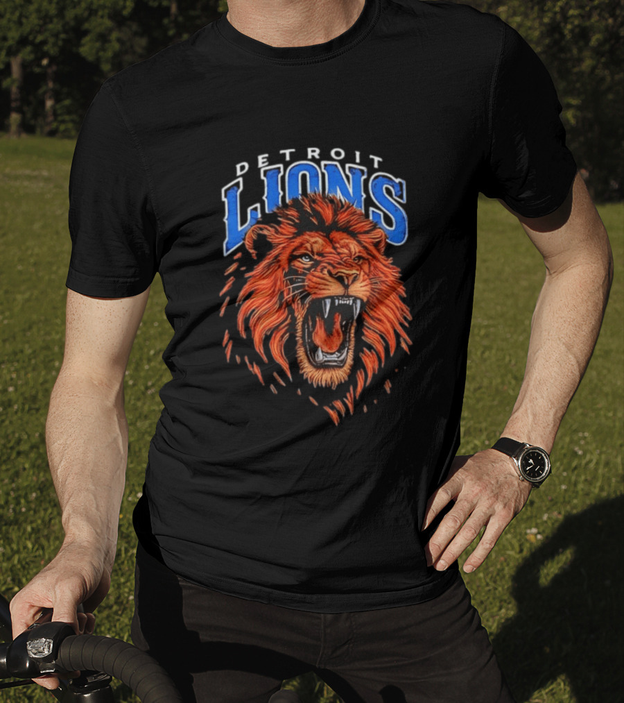 Detroit Lions Roaring Lion Head NFL Team T-Shirt