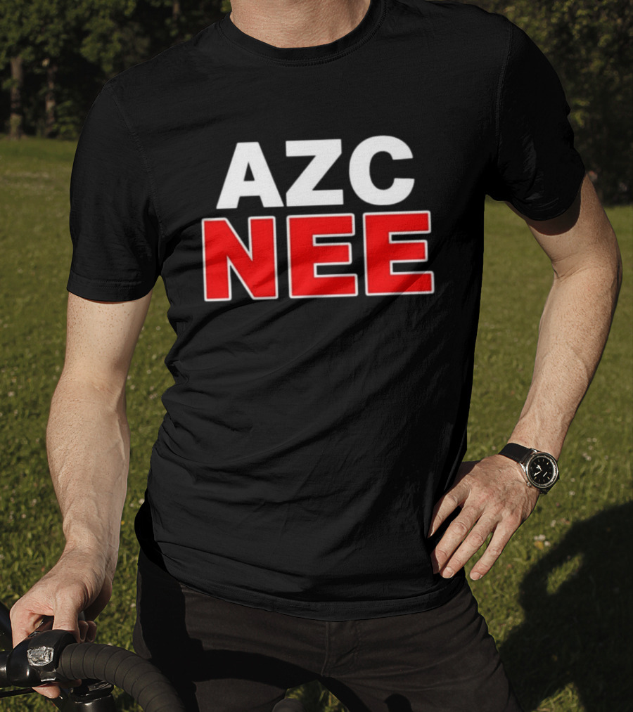 AZC NEE Bold Text White Red Contrast T-Shirt