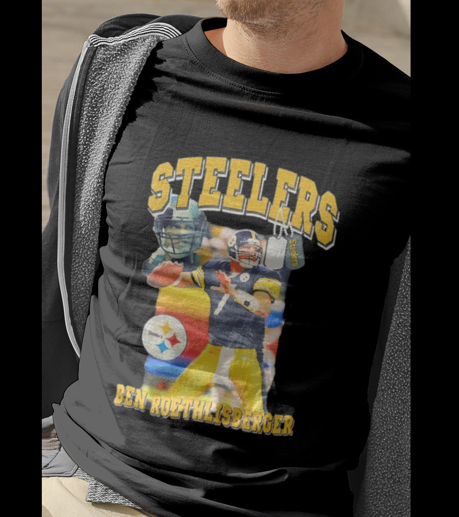 Steelers Ben Roethlisberger Pittsburgh Football Player With Dog Tag And Team T-Shirt