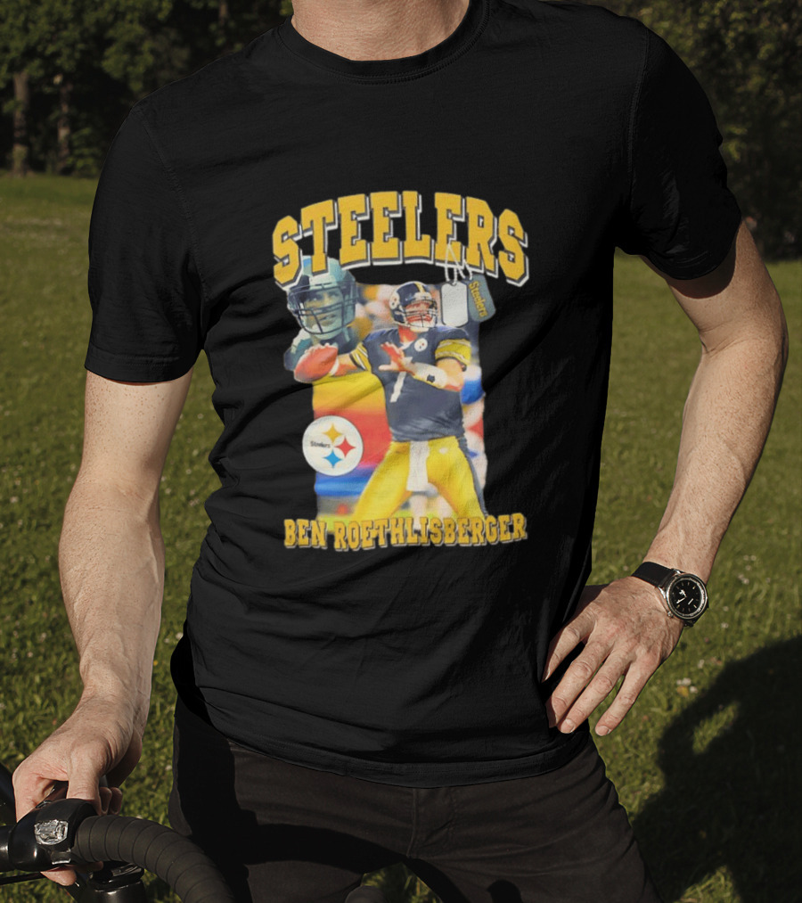 Steelers Ben Roethlisberger Pittsburgh Football Player With Dog Tag And Team T-Shirt