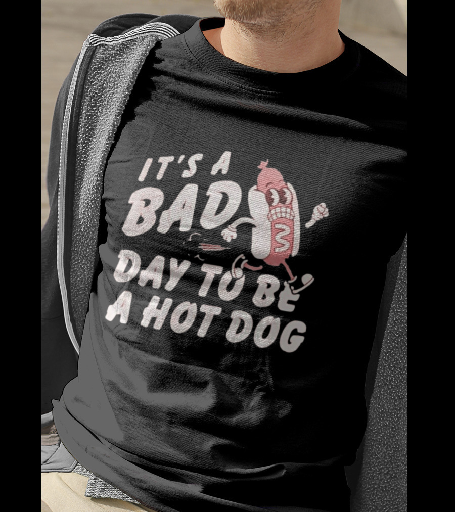It's A Bad Day To Be A Hot Dog Meme Running Cartoon T-Shirt