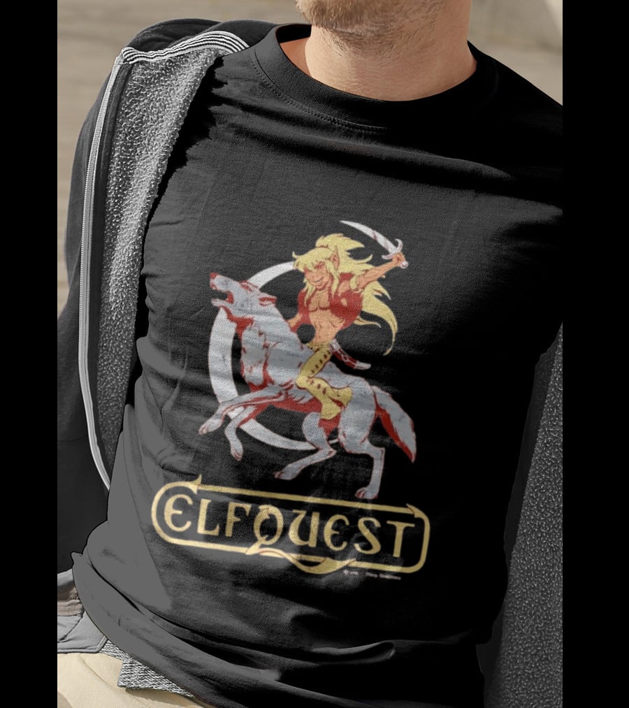 ElfQuest Cutter Riding Wolf Moon Fantasy T-Shirt