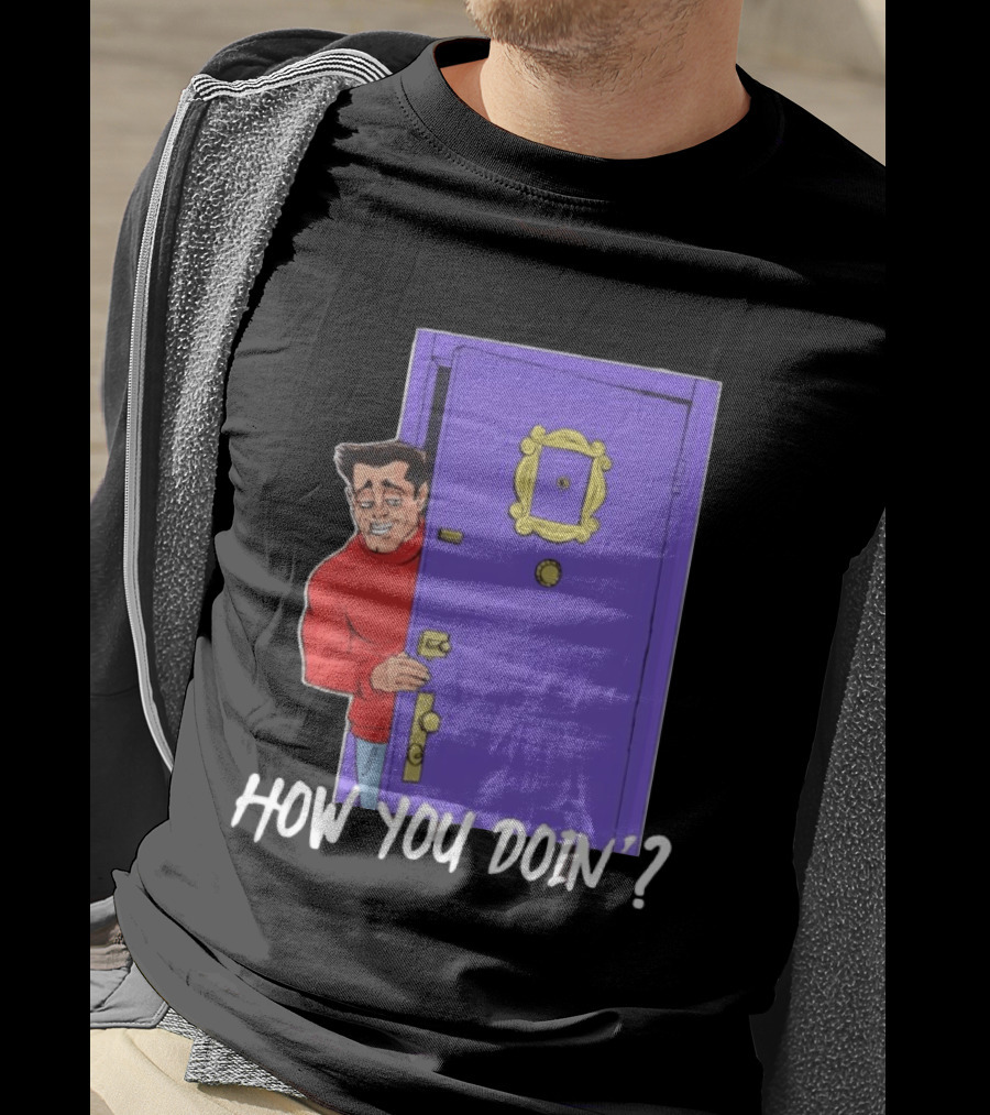 Joey Tribbiani How You Doin Cartoon Purple Door Iconic Phrase T-Shirt