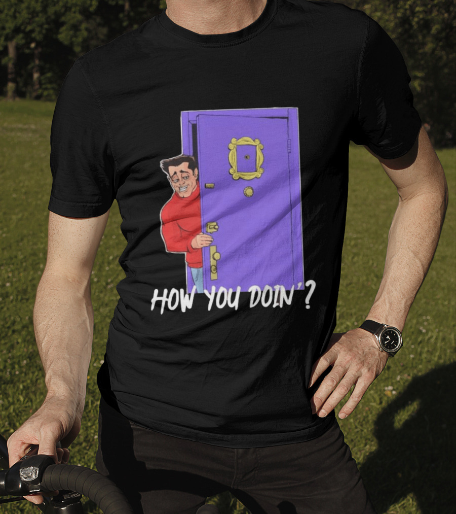 Joey Tribbiani How You Doin Cartoon Purple Door Iconic Phrase T-Shirt