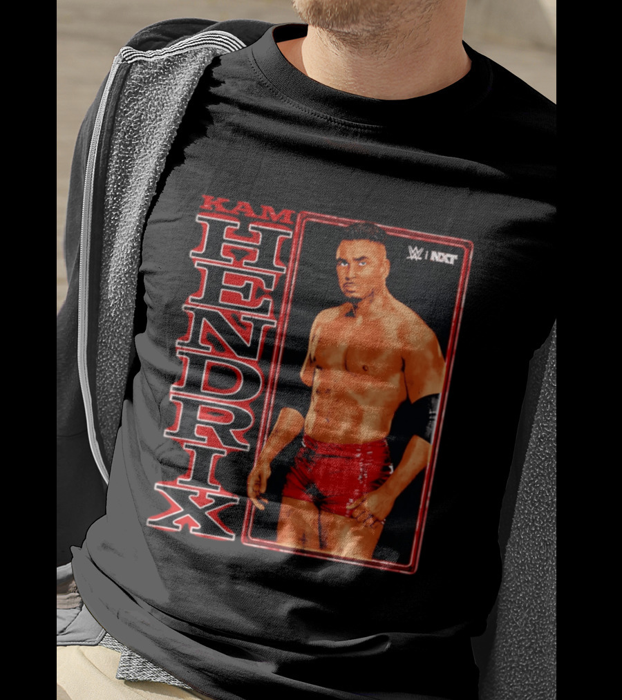 Kam Hendrix WWE NXT Vertical Name Red Trunks T-Shirt