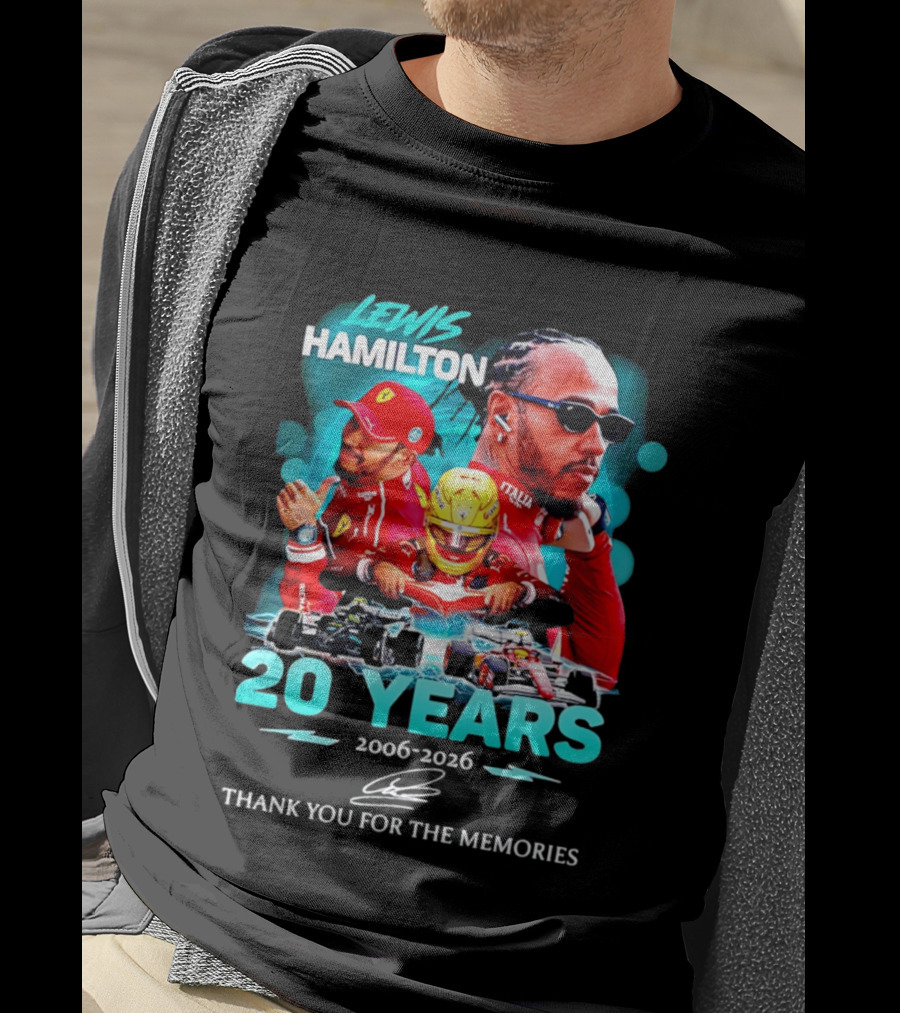 Lewis Hamilton 20 Years 2006 2026 Thank You For The Memories Ferrari F1 Racing Celebration T-Shirt