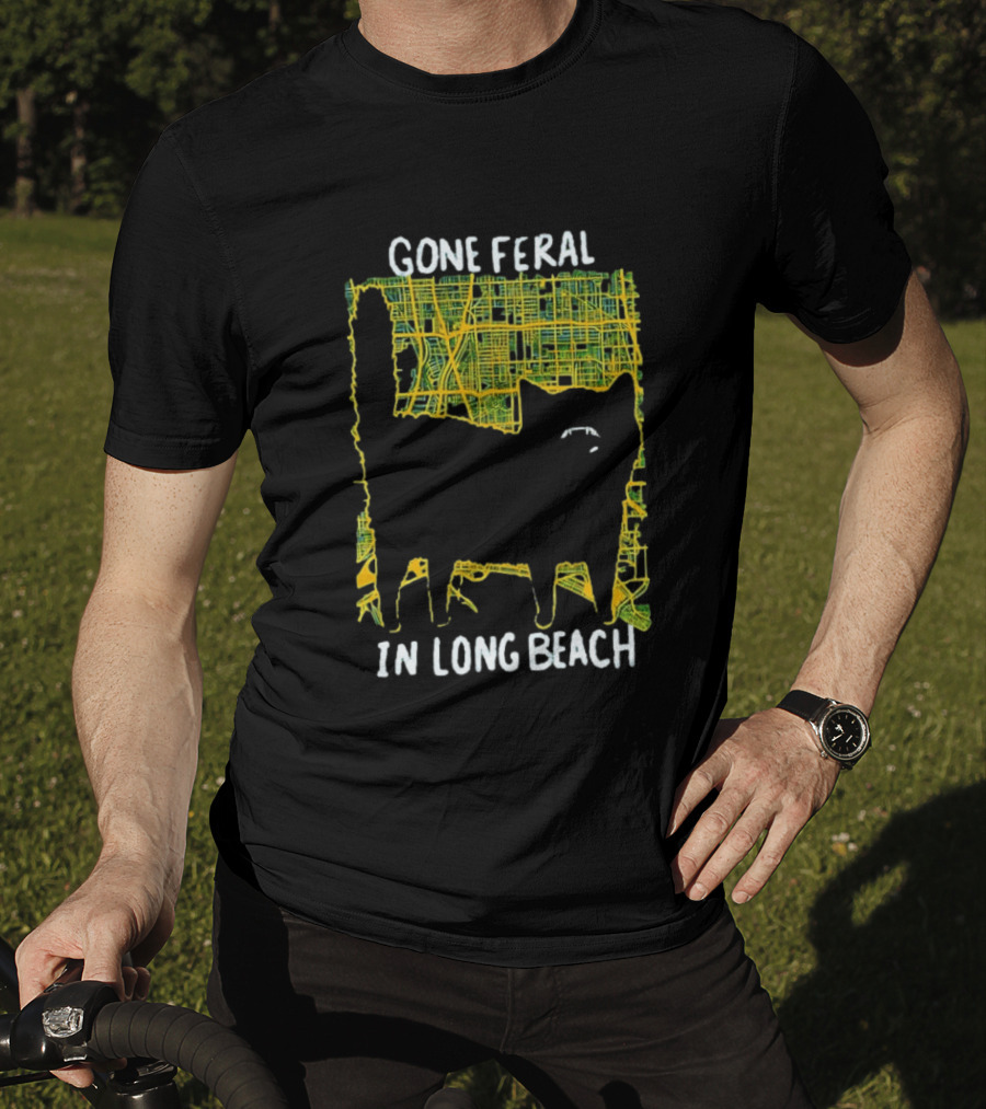 Gone Feral In Long Beach Map Cat T-Shirt