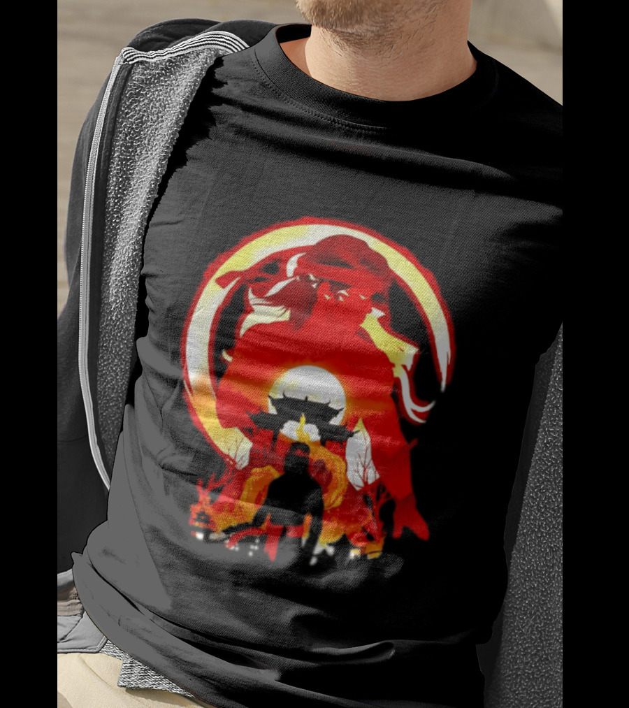Liu Kang Mortal Kombat Dragon Circle Fire Temple Scene T-Shirt