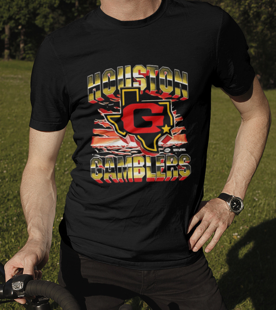 Houston Gamblers UFL Texas Map Star T-Shirt