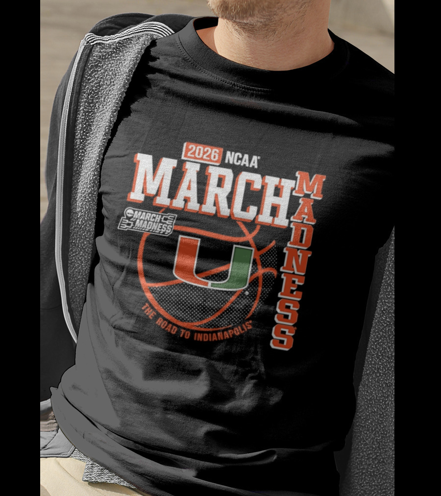 NCAA March Madness 2026 Miami Hurricanes The Road To Indianapolis T-Shirt