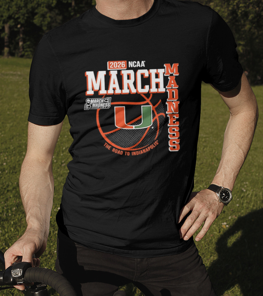 NCAA March Madness 2026 Miami Hurricanes The Road To Indianapolis T-Shirt