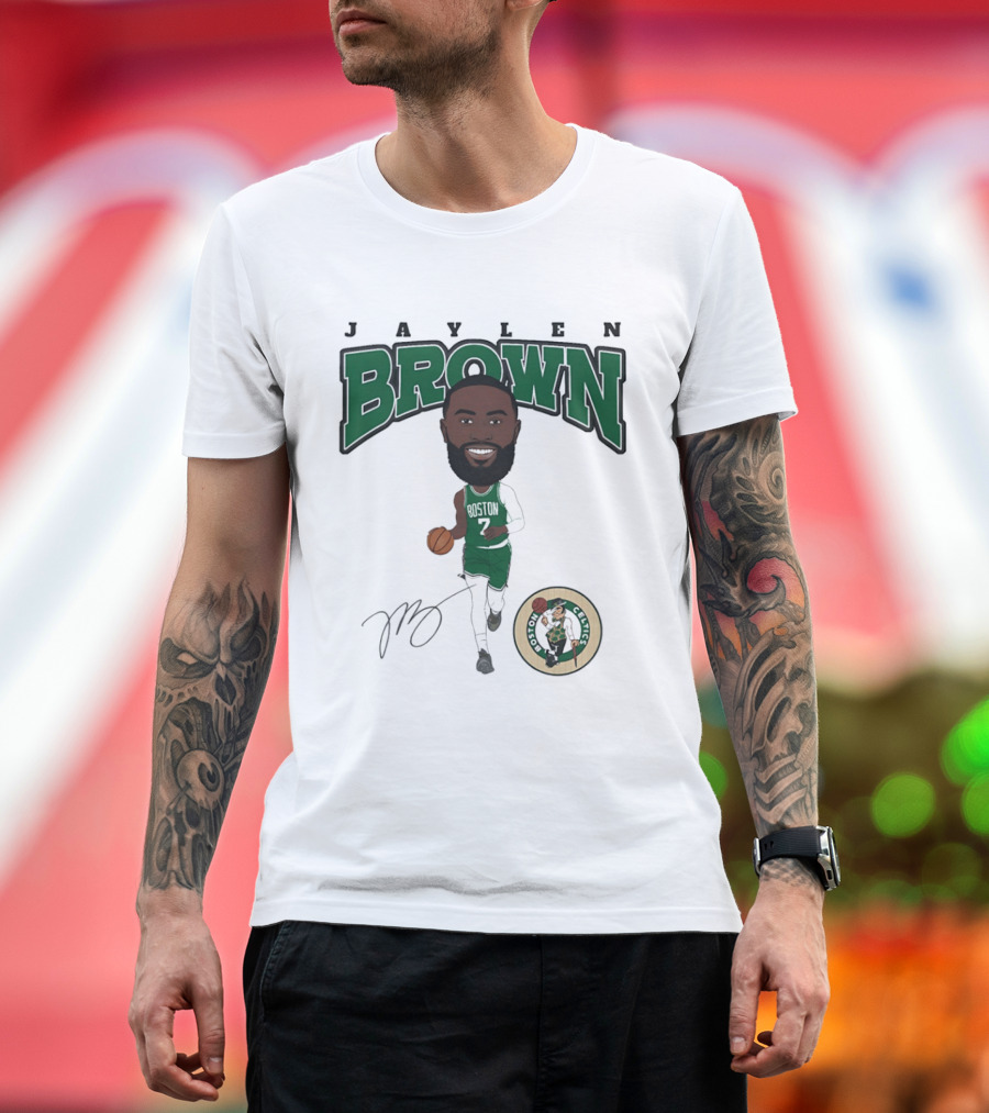 Jaylen Brown Boston Celtics Hardwood Comic Celtics Player Caricature T-Shirt