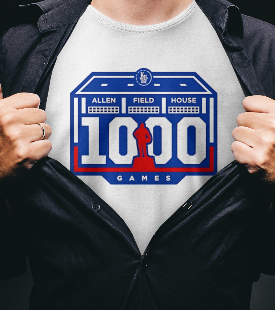 Kansas Jayhawks Allen Fieldhouse 1000 Games Celebration T-Shirt