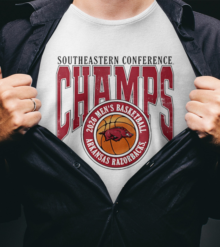 2026 Arkansas Razorbacks Men's Basketball Southeastern Conference Champs T-Shirt