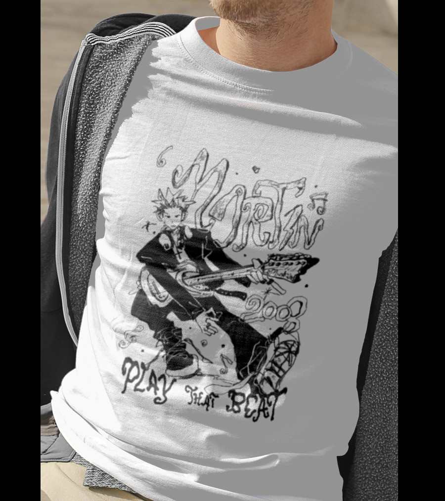 Martin 2008 Play That Beat Musician With Guitar T-Shirt