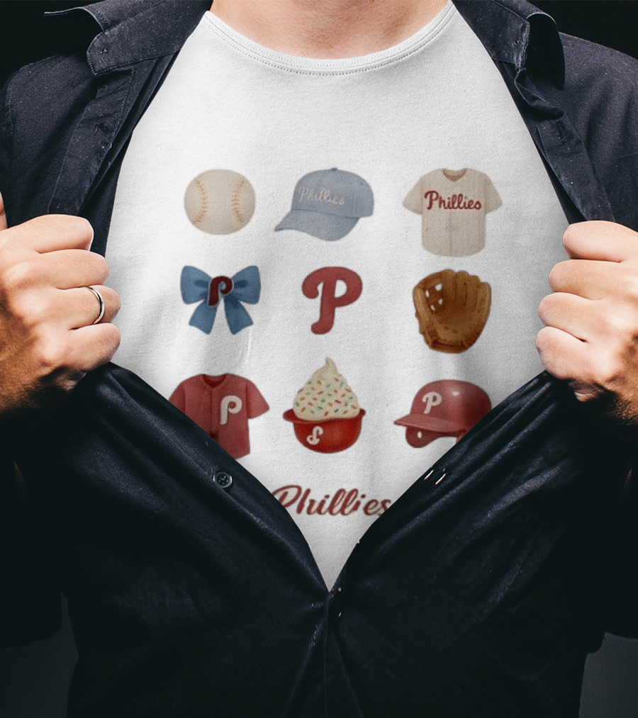 Phillies Coquette Bow Baseball Game Day Cap Jersey Glove Helmet Cupcake T-Shirt
