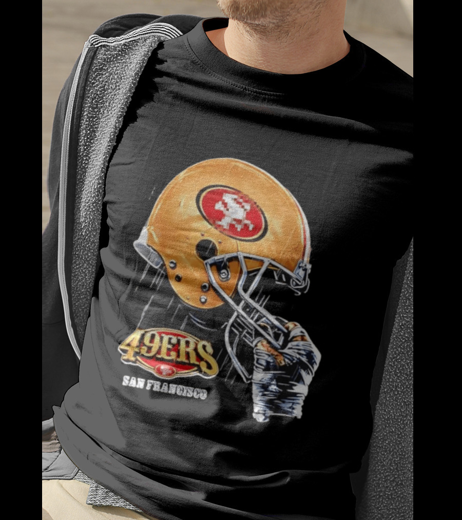 San Francisco 49ers Helmet Held By Gloved Hand T-Shirt