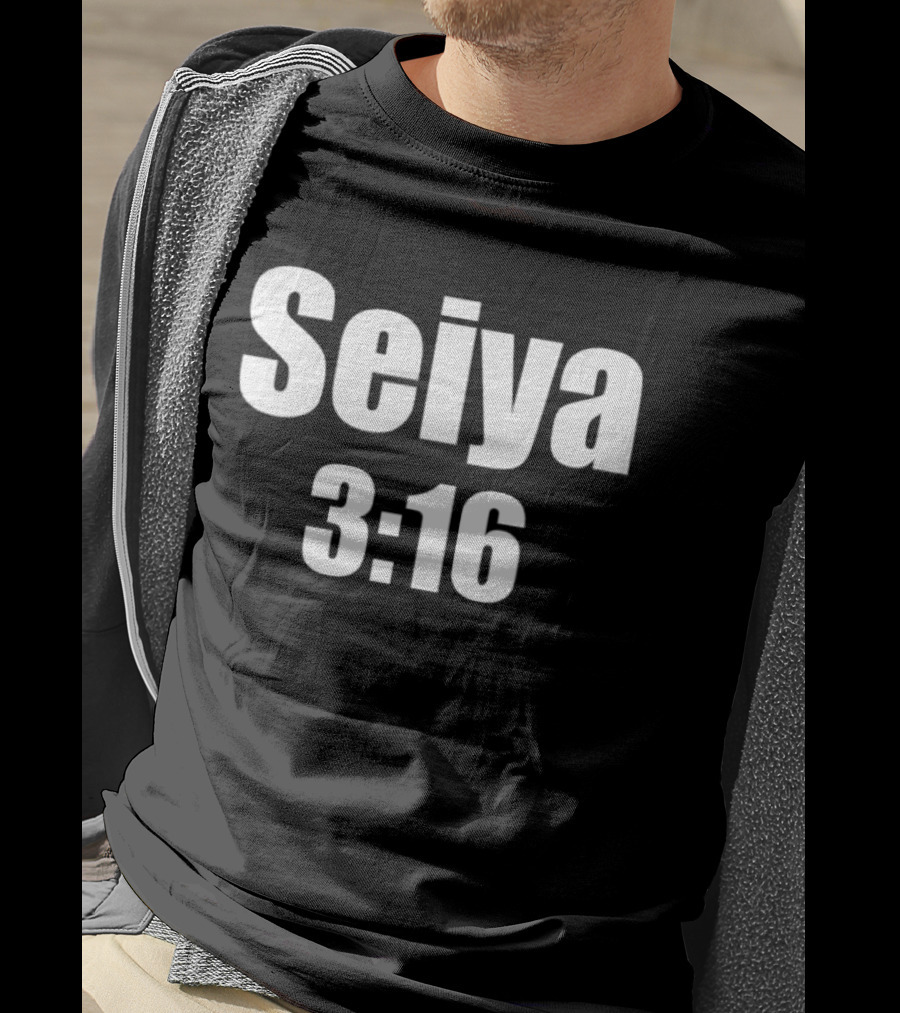 Seiya 3:16 Bold Text Design Iconography T-Shirt