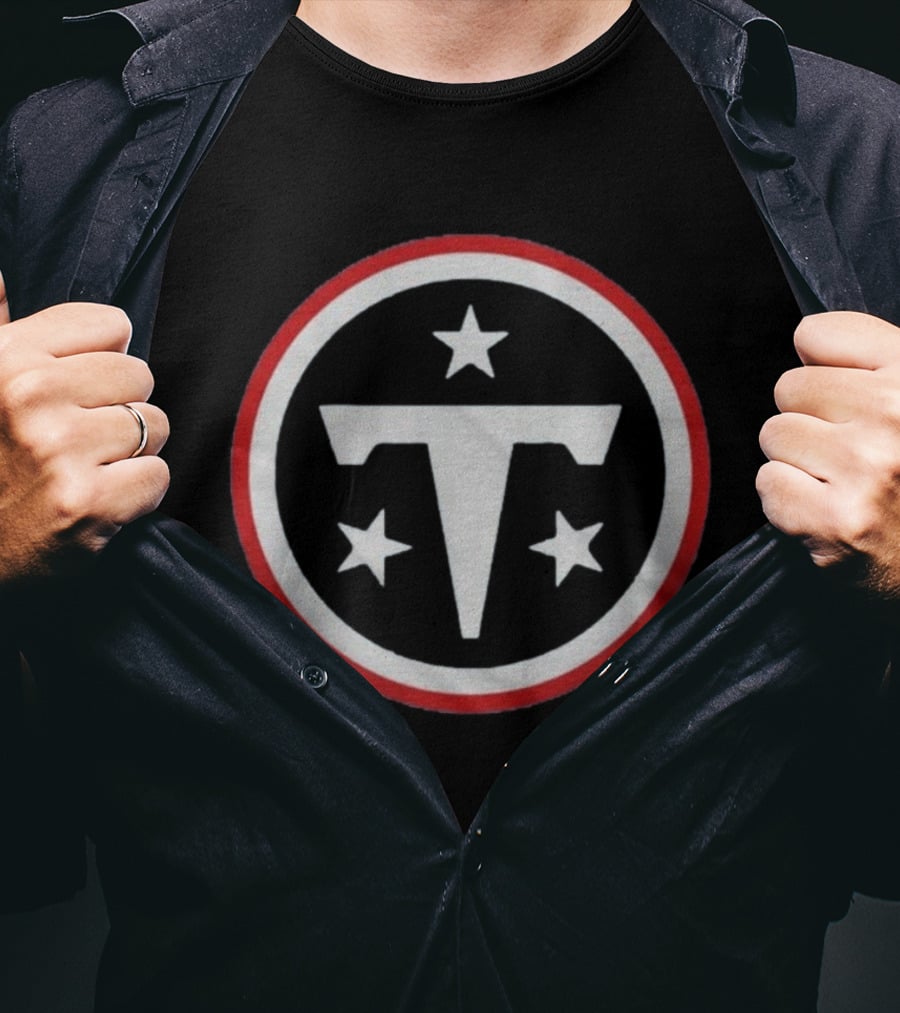 Tennessee Titans 2026 Logo Three Stars Circle Red Trim T-Shirt