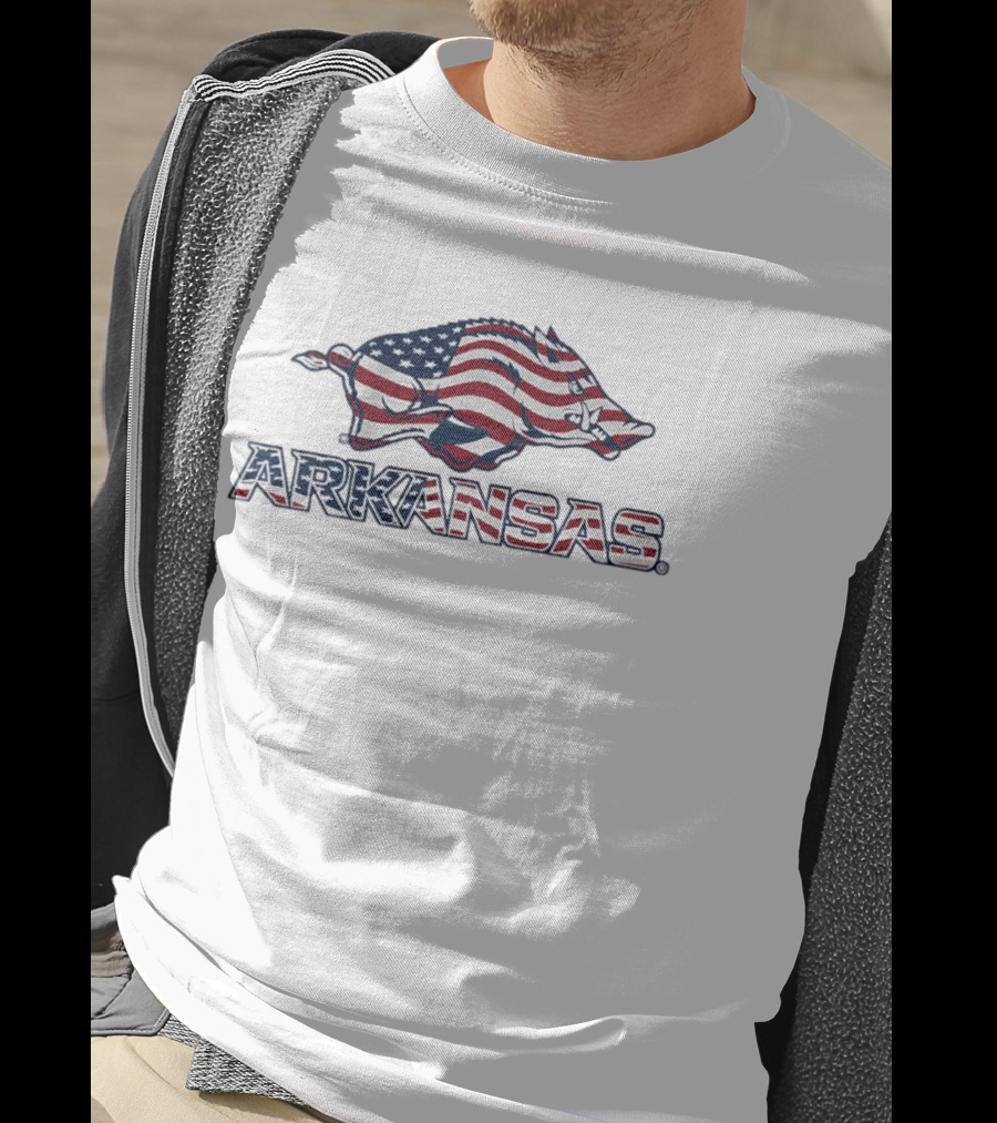 Arkansas Razorbacks American Flag Hog Patriotic T-Shirt