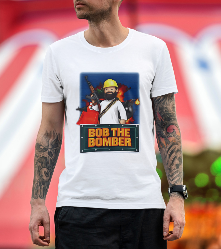 Bob The Bomber Cartoon Character With Gun And Explosives T-Shirt