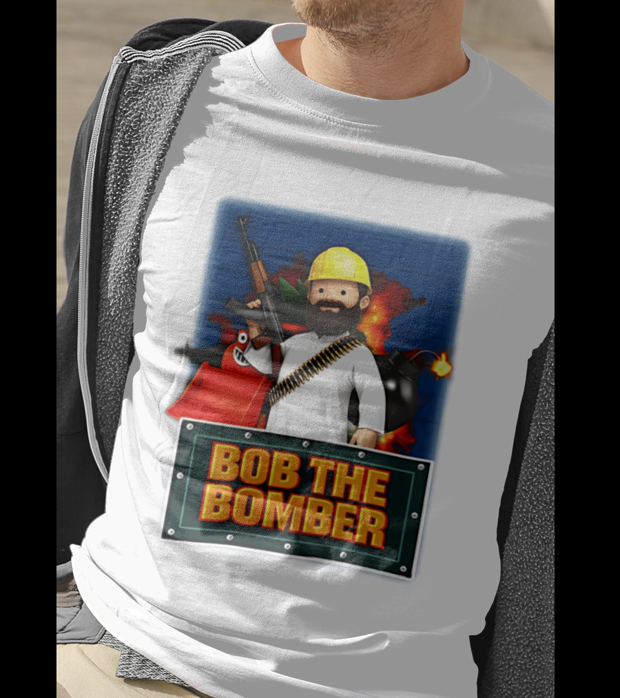 Bob The Bomber Cartoon Character With Gun And Explosives T-Shirt