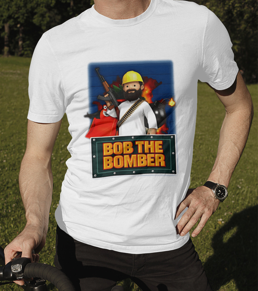 Bob The Bomber Cartoon Character With Gun And Explosives T-Shirt
