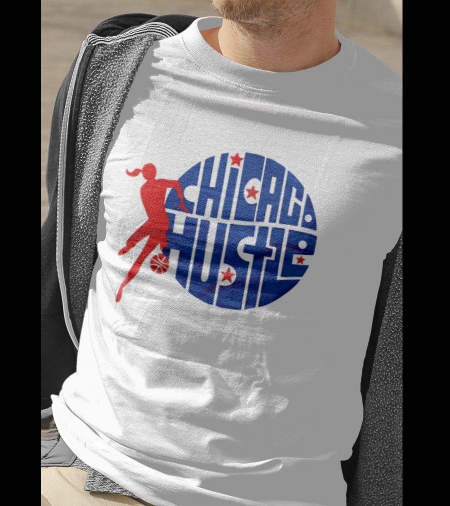 Chicago Hustle WPBL Basketball Red Player Blue Circle T-Shirt