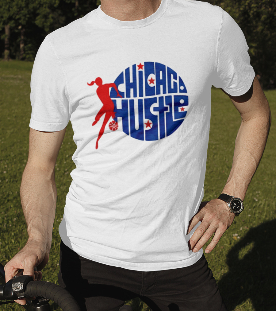 Chicago Hustle WPBL Basketball Red Player Blue Circle T-Shirt