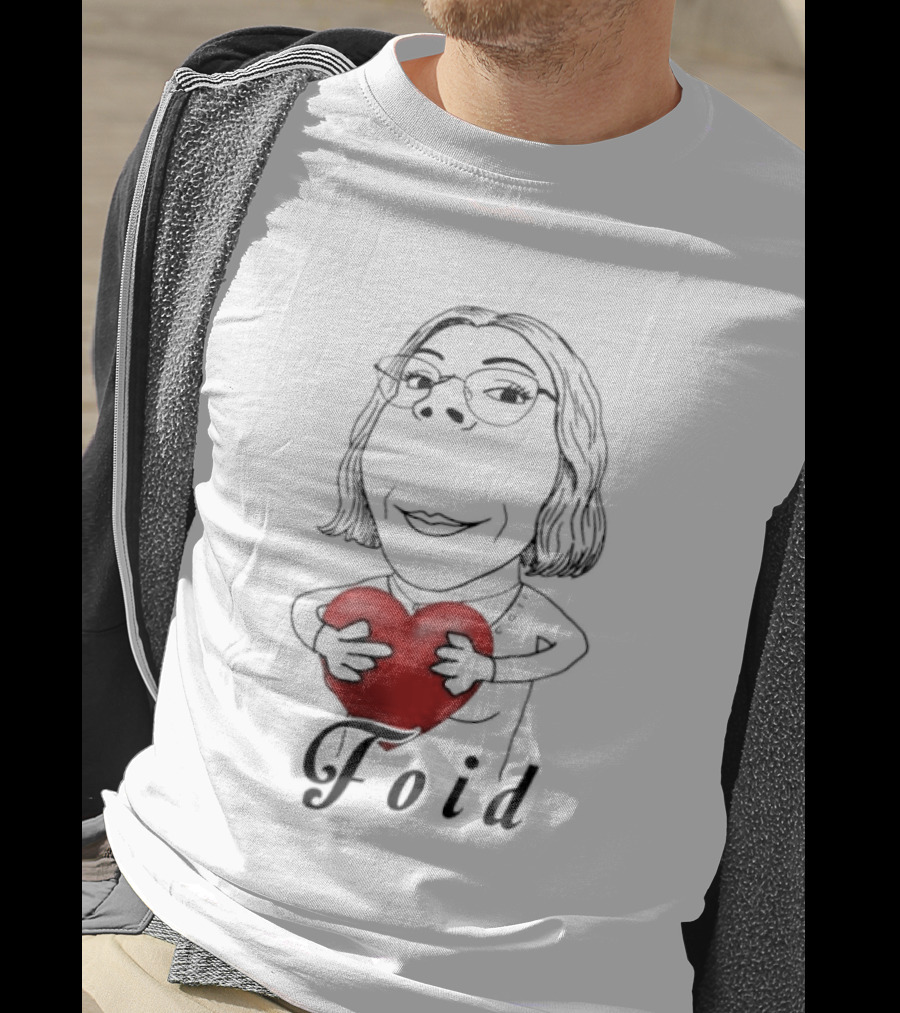 Foid Girl Hugs Heart Sketch Lovable Red Heart Embrace T-Shirt
