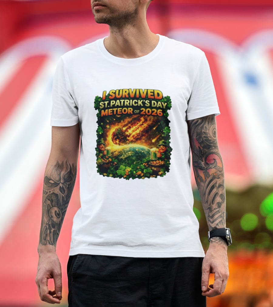 I Survived St. Patrick's Day Meteor Of 2026 Leprechaun Shamrock Adventure T-Shirt