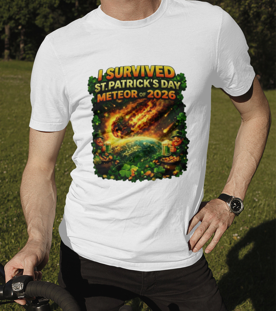 I Survived St. Patrick's Day Meteor Of 2026 Leprechaun Shamrock Adventure T-Shirt