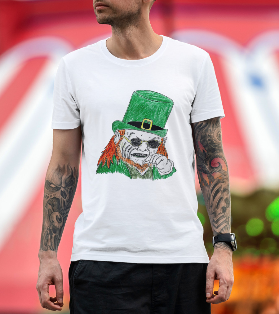 Leprechaun In The Hood Green Hat Sunglasses Red Hair T-Shirt