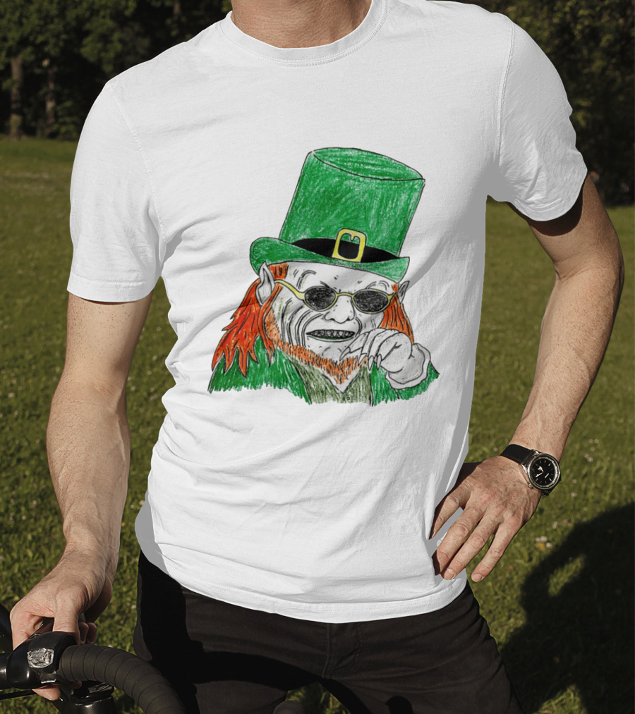 Leprechaun In The Hood Green Hat Sunglasses Red Hair T-Shirt