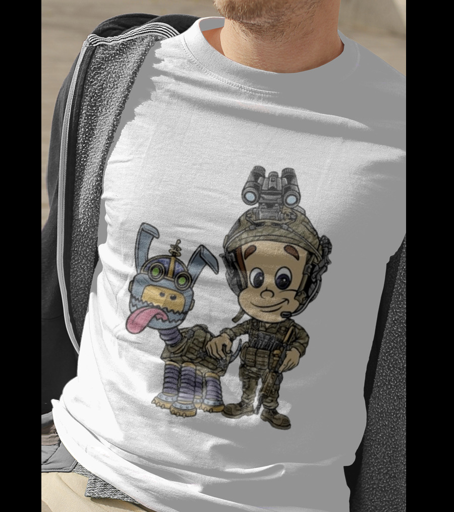 Tactical Cartoon Characters Jimmy And Goddard In Military Gear T-Shirt