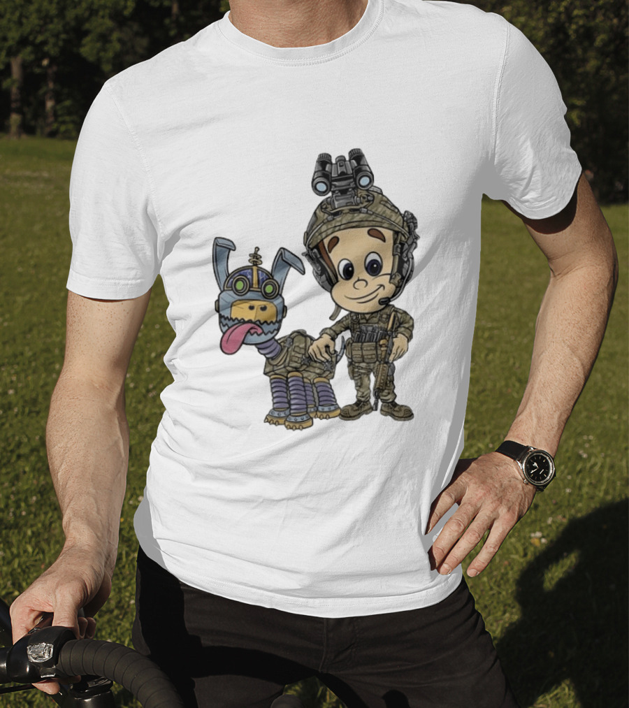 Tactical Cartoon Characters Jimmy And Goddard In Military Gear T-Shirt